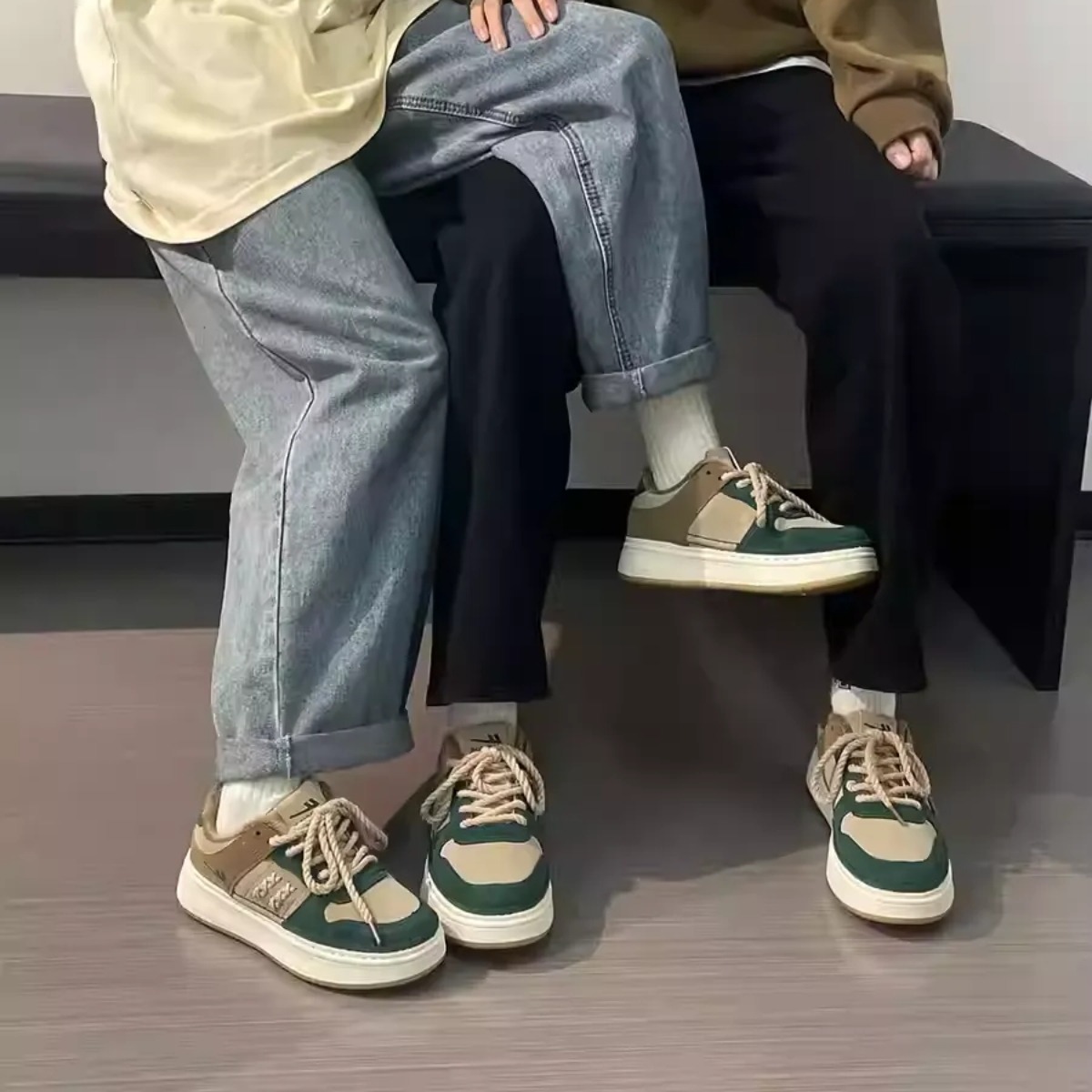 ペアルック ヘリテージ・リンク アースカラー ペアスニーカー